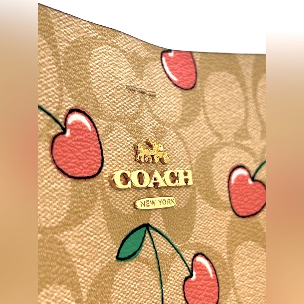 Coach Cherry Signature Bucket - Picture 9 of 14